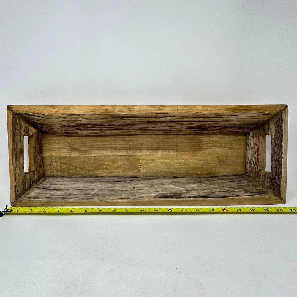 Rustic Reclaimed Wood Decorative Dough Bowl Tray Handles 20